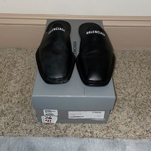 Black leather Balenciaga slides size 41